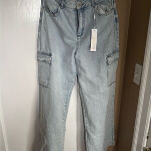 Stylish Light Blue Wide Leg Jeans